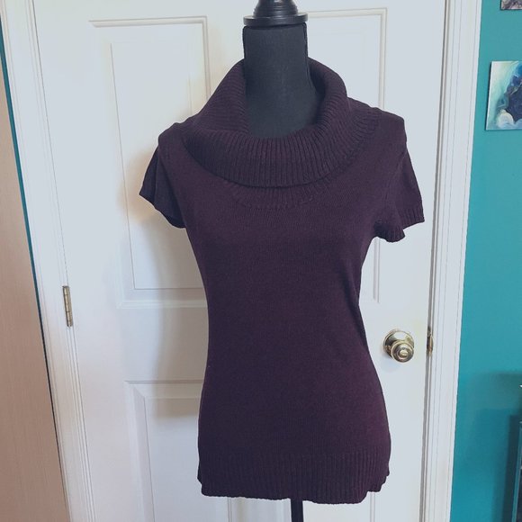 INC International Concepts Sweaters - Like New! INC International Concepts Plum Short Sleeve Silk Blend Sweater Size S
